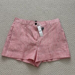 J. Crew Red and White Striped Linen Women's Shorts